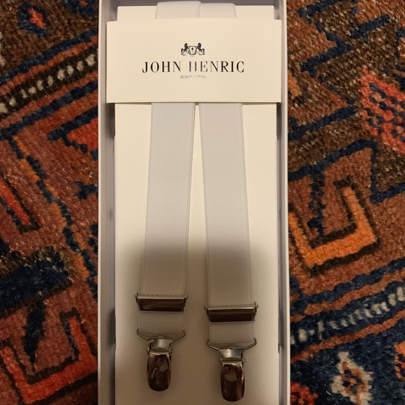 John Hendric Suspenders White Made in Sweden BNWB - Picture 3 of 5